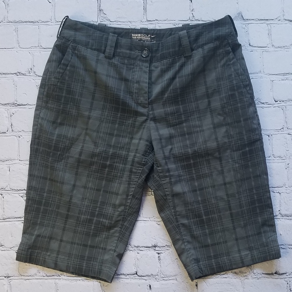 Nike Golf Shorts Dri-fit Grey Plaid Sz 6